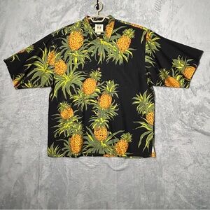Kahala Silk Shirt Mens 2XL Yvonne Collection Hawaiian Short Sleeve Pineapples